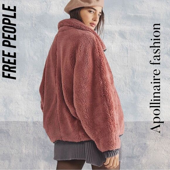 FREE PEOPLE JUNIE JACKET DUSTY ROSE FAUX FUR NEW SMALL - Picture 3 of 12